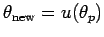 $ \theta_{\text{new}} = u(\theta_p)$