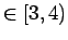 $ \in [3, 4)$