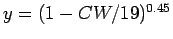 $ y = (1 - CW/19)^{0.45}$