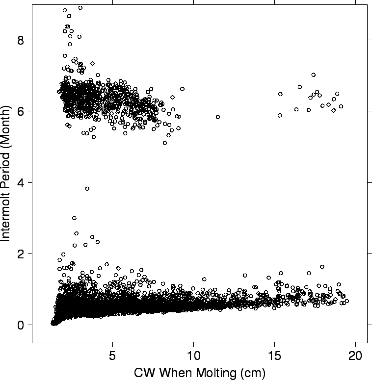\begin{figure}\begin{center}\epsfig{file=plots/assessment/crabs/crab_intermolt_cw.eps, width=7in}\end{center}\end{figure}