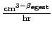 $ \frac{\text{cm}^{3-\beta_\text{egest}}}{\text{hr}}$