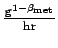 $ \frac{\text{g}^{1-\beta_{\text{met}}}}{\text{hr}}$